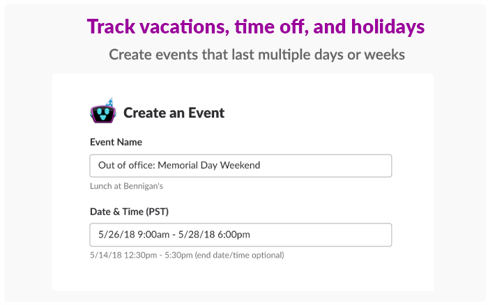 Track vacation and days off